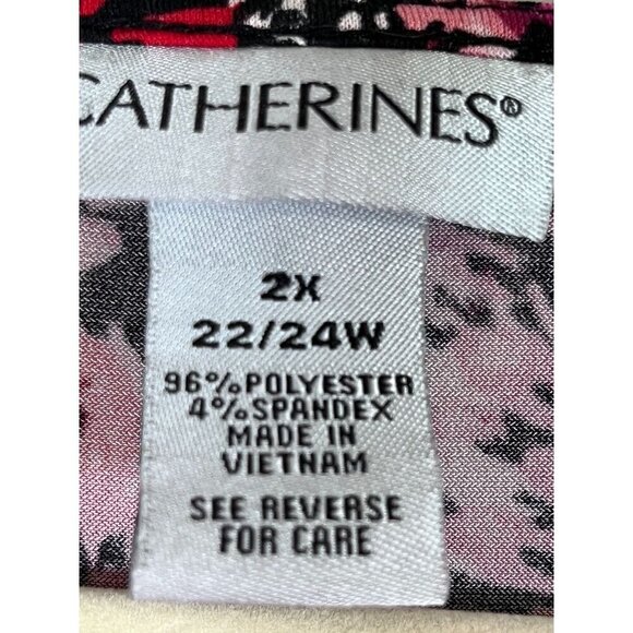 Catherines Dress 2X Pink Floral Midi Tropical Beach Feminine Mature Casual 80s - Picture 2 of 11